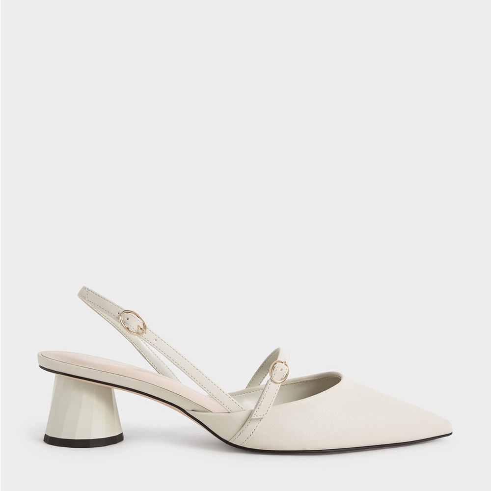 Charles & Keith - Heeled Slingbacks - Chalk - Size 7